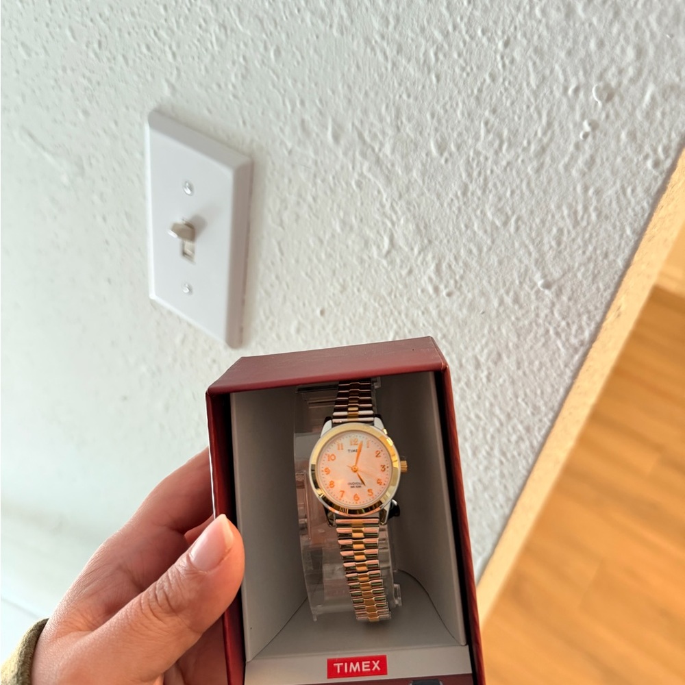 Timex Gold and Silver Watch with White Face